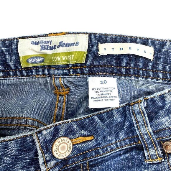 Old Navy Low Waist Cropped Side Slit Women's size 10 Dark Wash Blue Denim Jeans - Picture 3 of 3